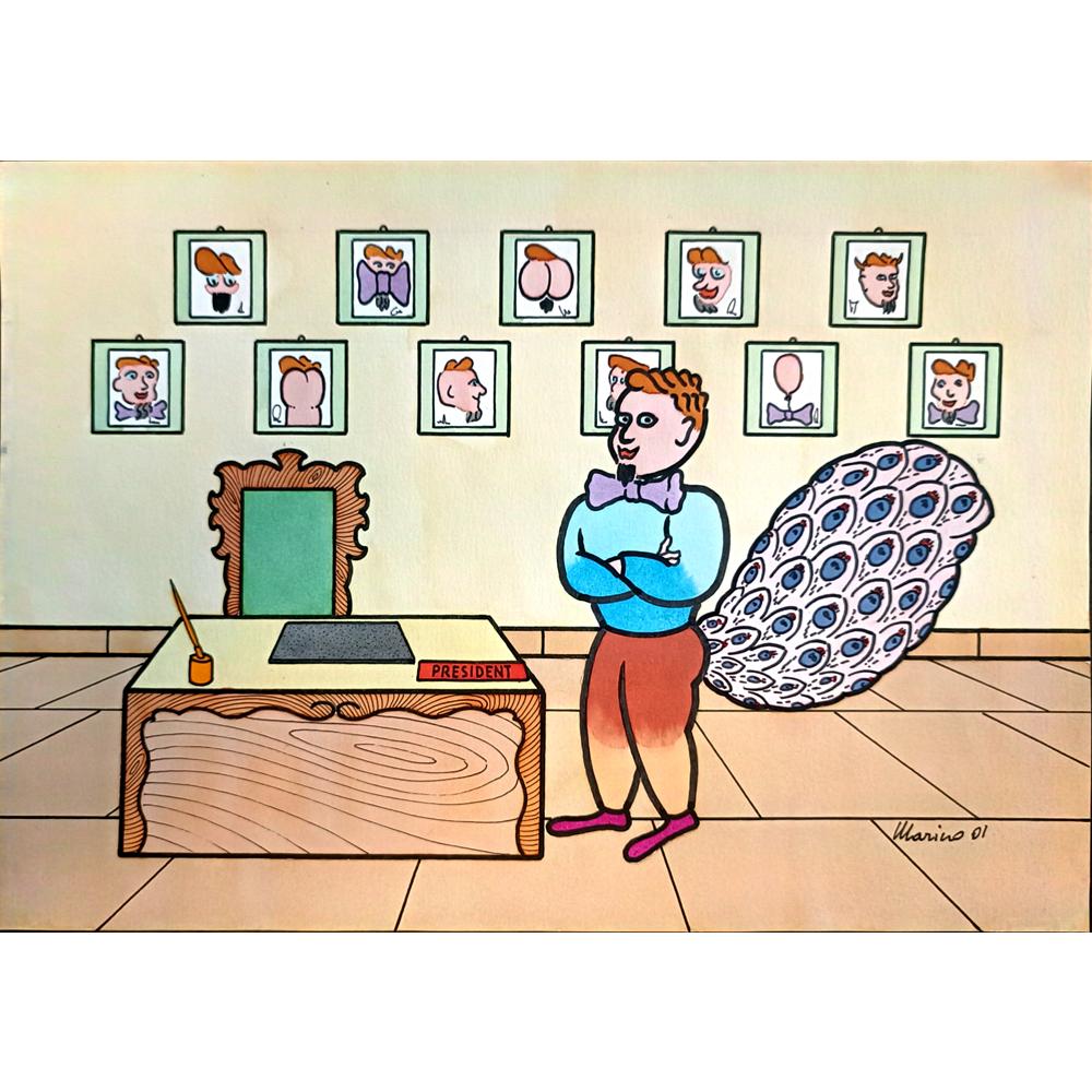 Marino Tarizzo 29x21cm Orijinal Karikatür BOD04348