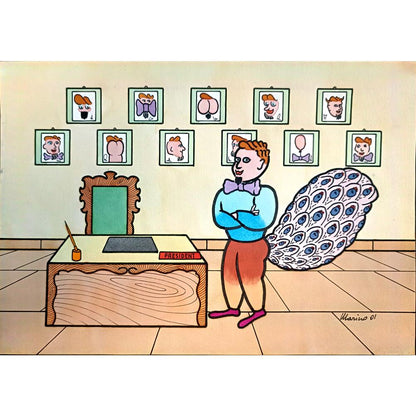 Marino Tarizzo 29x21cm Orijinal Karikatür BOD04348