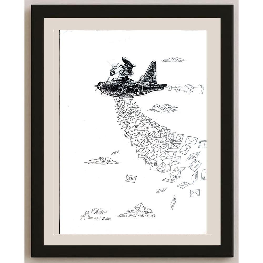 Ali Divandari 29x21cm Orijinal Karikatür BOD04349