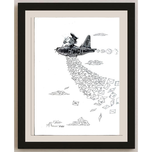 Ali Divandari 29x21cm Orijinal Karikatür BOD04349