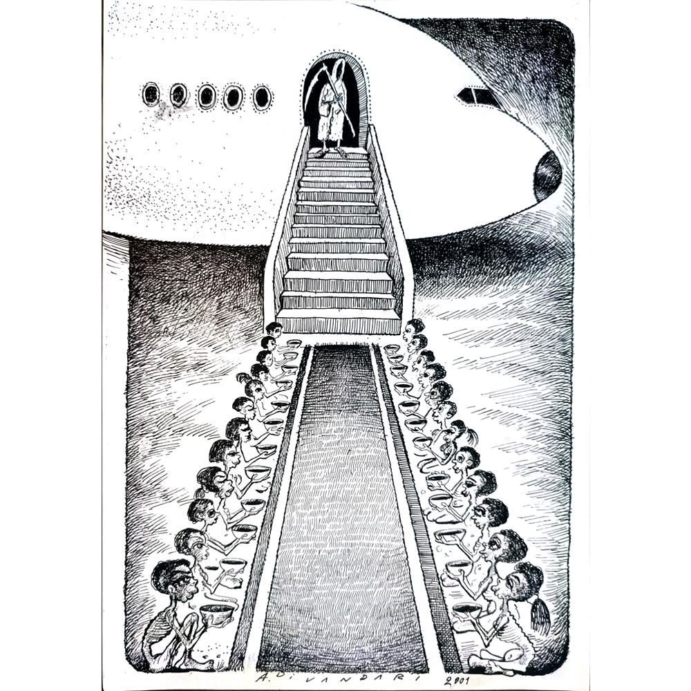 Ali Divandari 29x21cm Orijinal Karikatür BOD04352