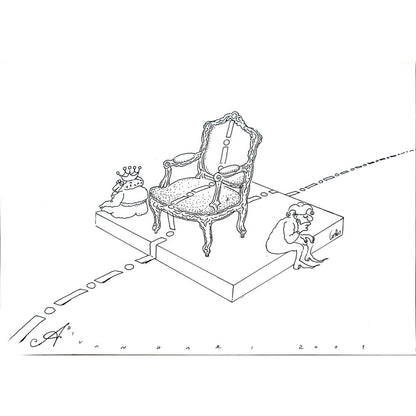 Ali Divandari 29x21cm Orijinal Karikatür BOD04358