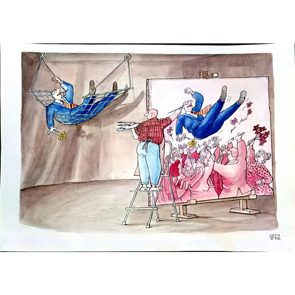 Pyotr Kulinich 38x29cm Orijinal Karikatür BOD04385
