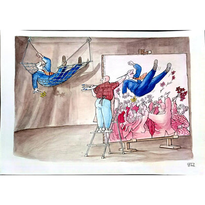 Pyotr Kulinich 38x29cm Orijinal Karikatür BOD04385