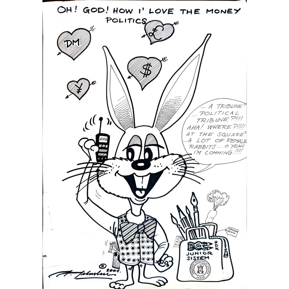 Julije Jelaska 43x30cm Orijinal Karikatür BOD04392