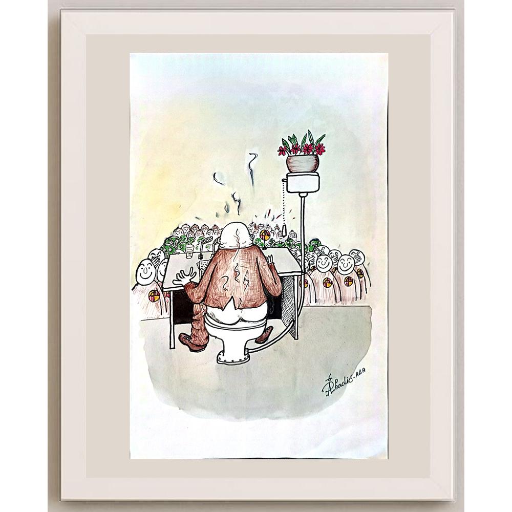 Predrag Abadic 29x19cm Orijinal Karikatür BOD04426