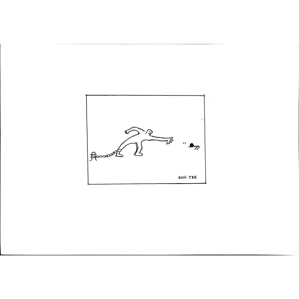 Ruhi Tek 29x21cm Orijinal Karikatür BOD04439