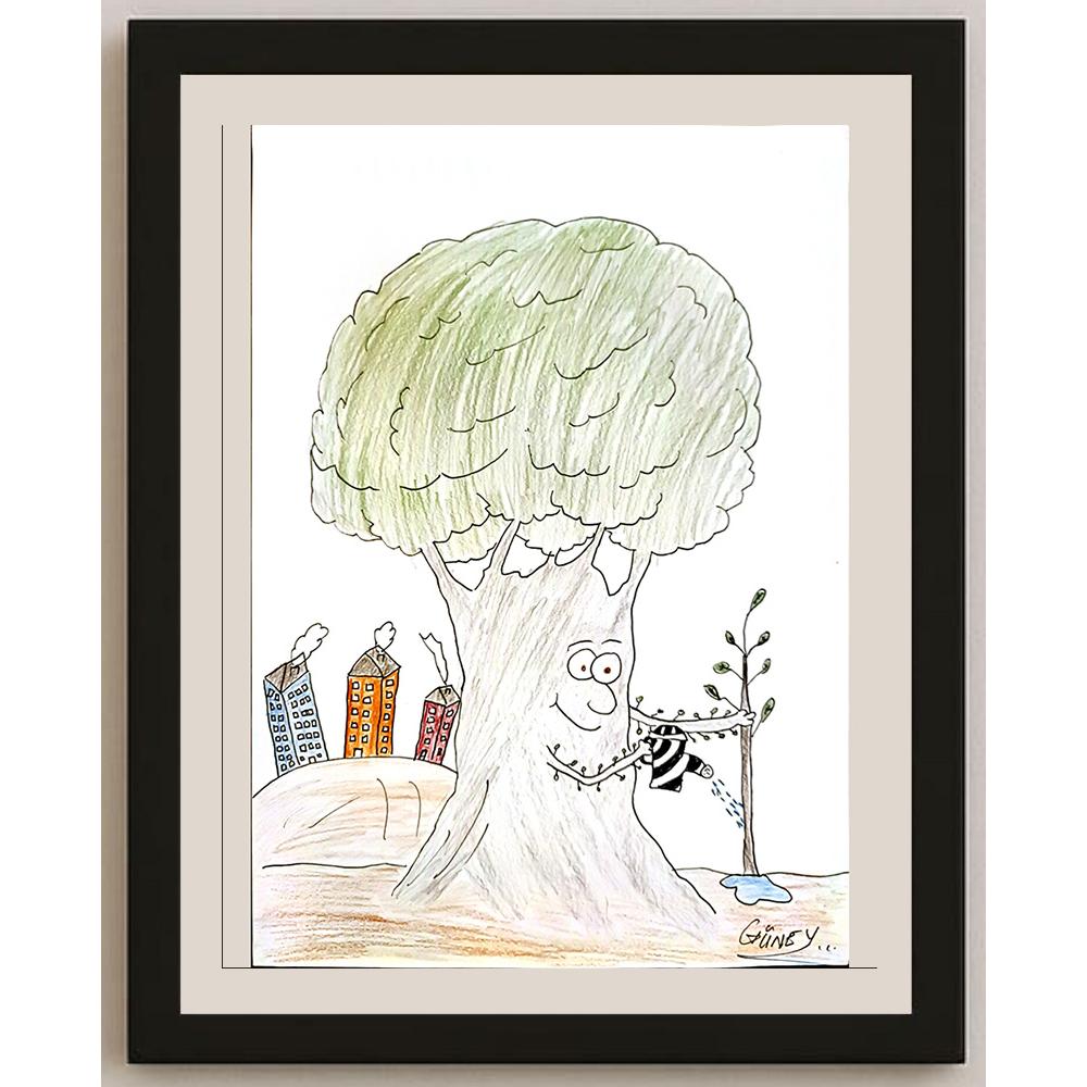 Güney Kızılateş 35x25cm Orijinal Karikatür BOD04491