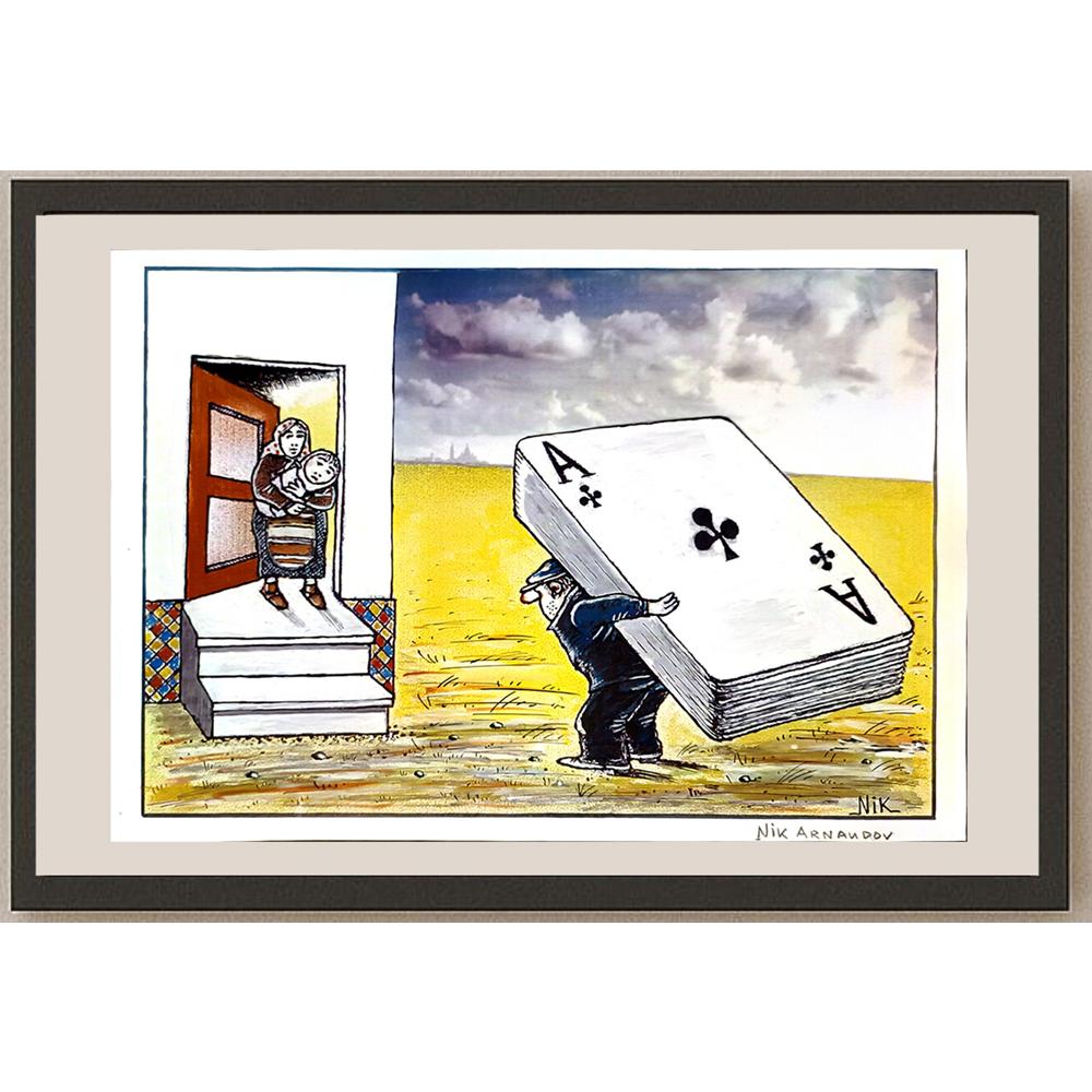 Nik Arnandov 35x25cm Orijinal Karikatür BOD04556