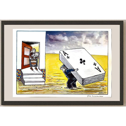 Nik Arnandov 35x25cm Orijinal Karikatür BOD04556