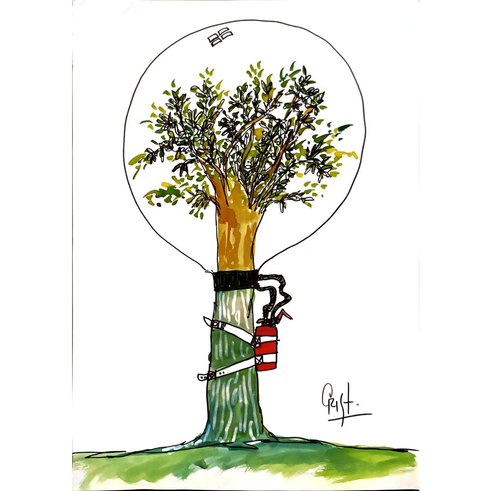 Cristobal Reinoso 43x30cm Orijinal Karikatür BOD04557