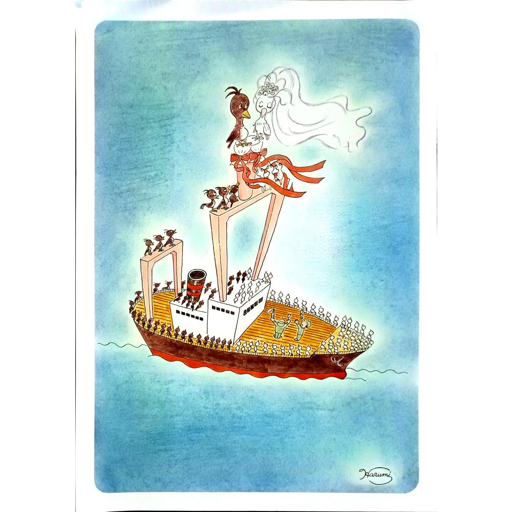 Harumi Imahase 43x30cm Orijinal Karikatür BOD04566