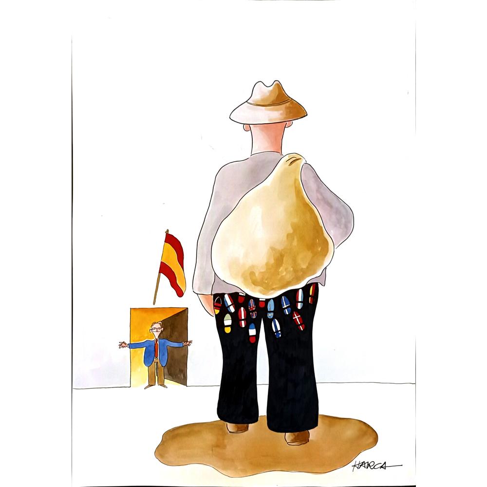 Juli Sanchis Aguado 43x30cm Orijinal Karikatür BOD04638