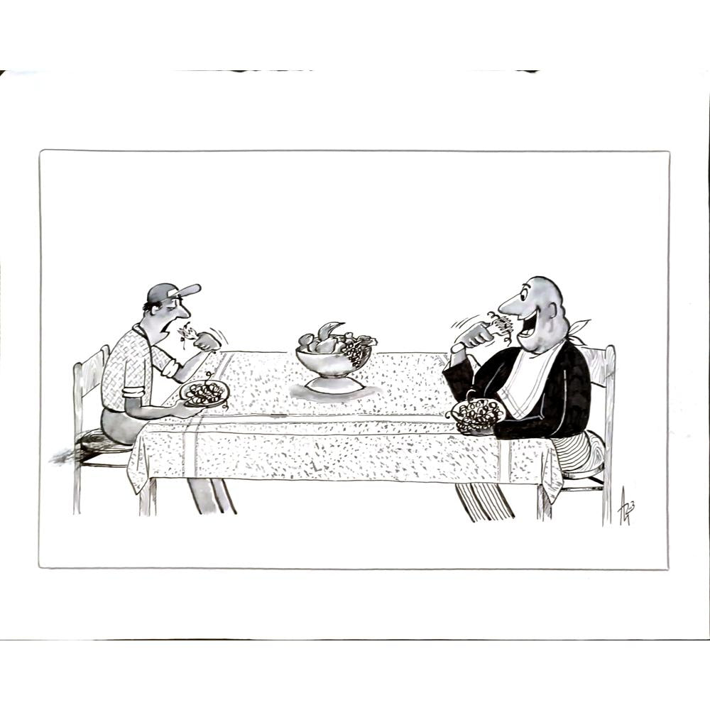 Milan Alasevic 39x33cm Orijinal Karikatür BOD04657