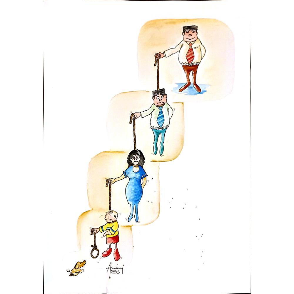 Milan Alasevic 43x30cm Orijinal Karikatür BOD04658