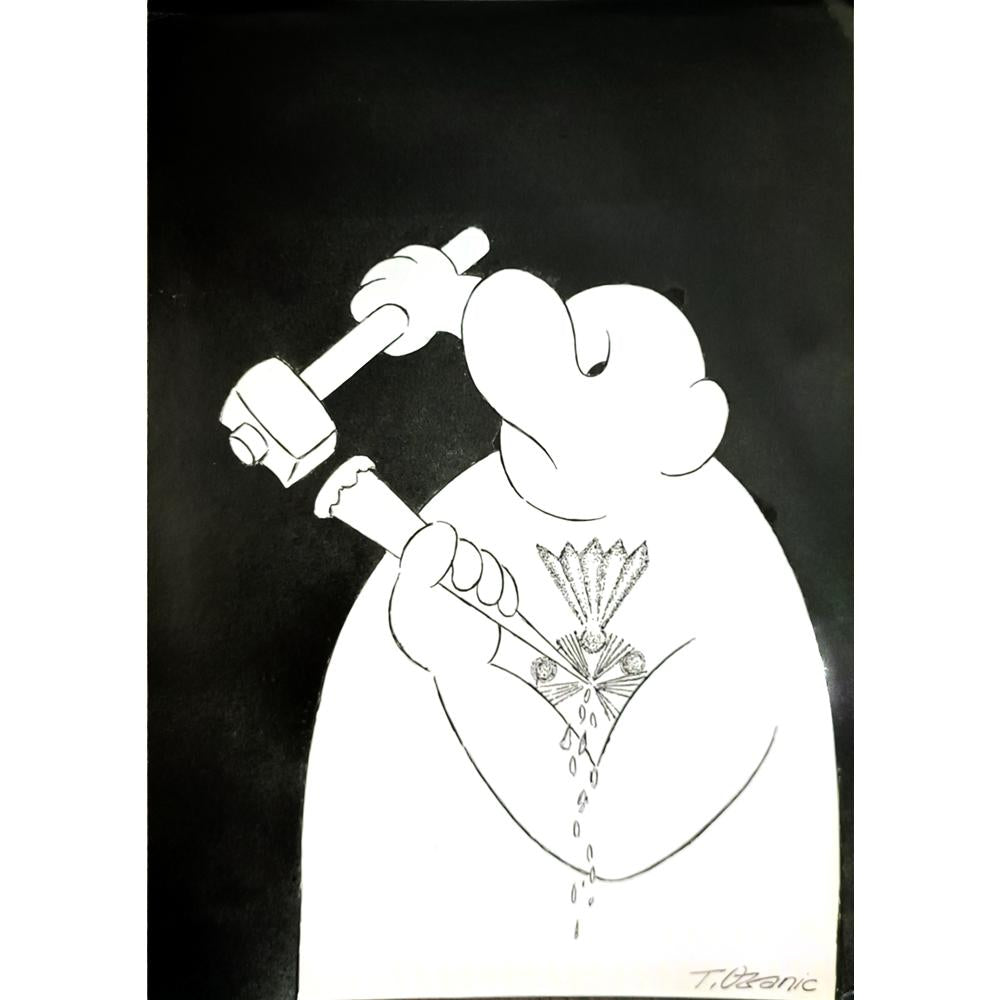 Tomislav Ozanic 29x21cm Orijinal Karikatür BOD04692