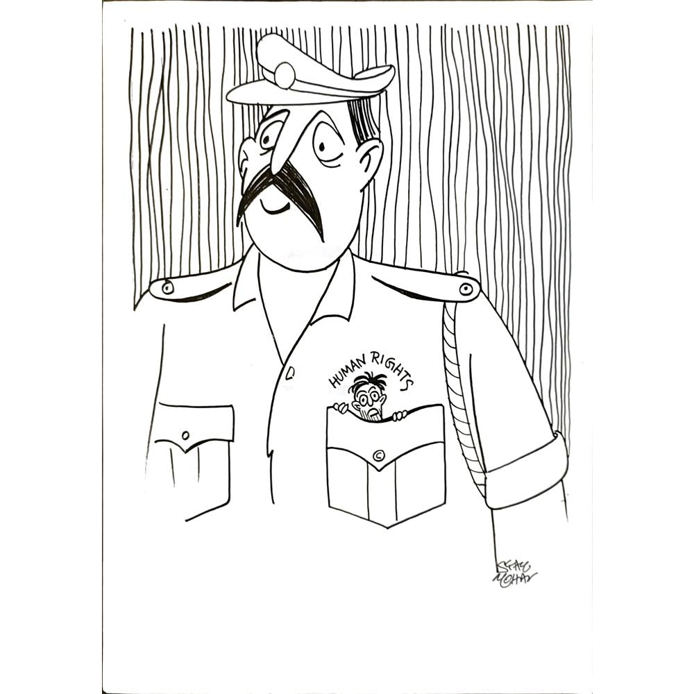 Syam Mohan 29x21cm Orijinal Karikatür BOD04722