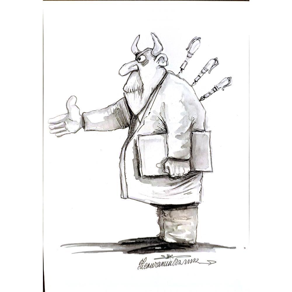 Goran Celicanin 25x17cm Orijinal Karikatür BOD04743