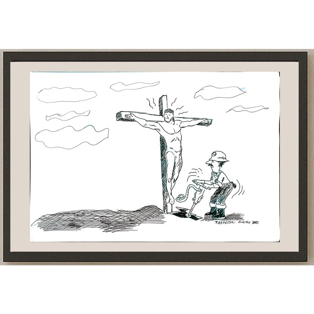 Zlatko Krstevski 29x21cm Orijinal Karikatür BOD04796