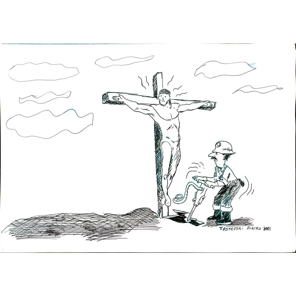 Zlatko Krstevski 29x21cm Orijinal Karikatür BOD04796