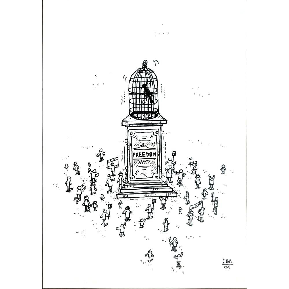 Vladimir Kuba 21x15cm Orijinal Karikatür BOD04802