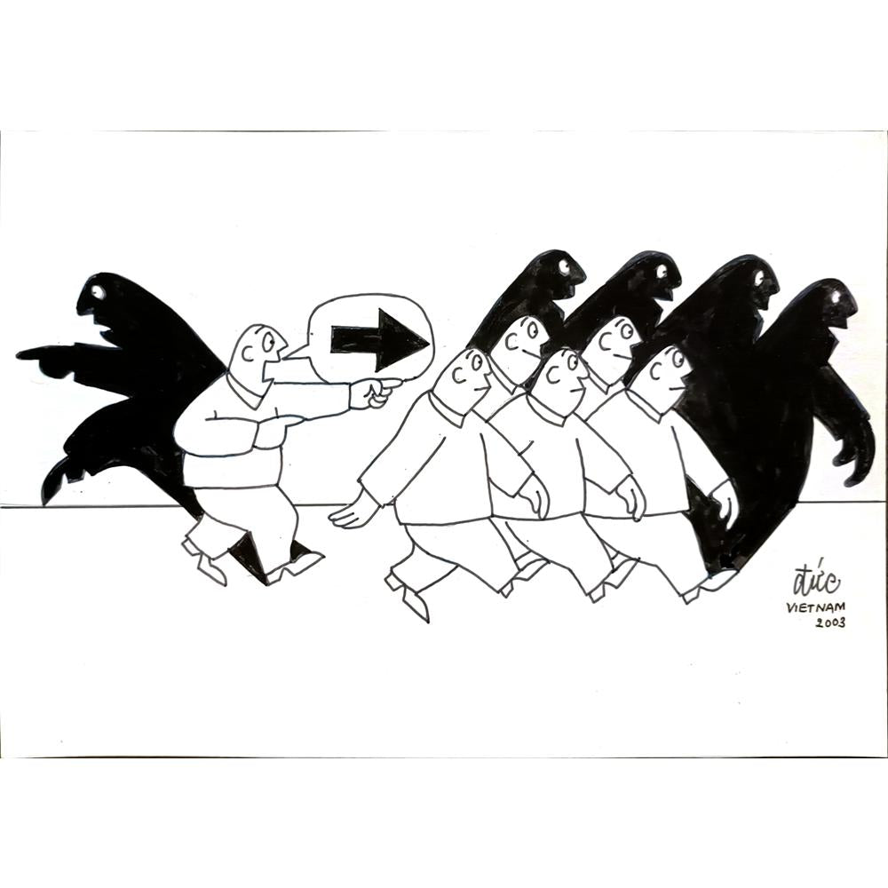 Nguyen Huu Due 25x17cm Orijinal Karikatür BOD04884