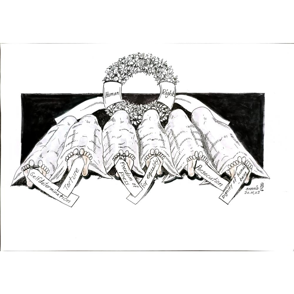 Shadid Atiqullah 29x21cm Orijinal Karikatür BOD04904