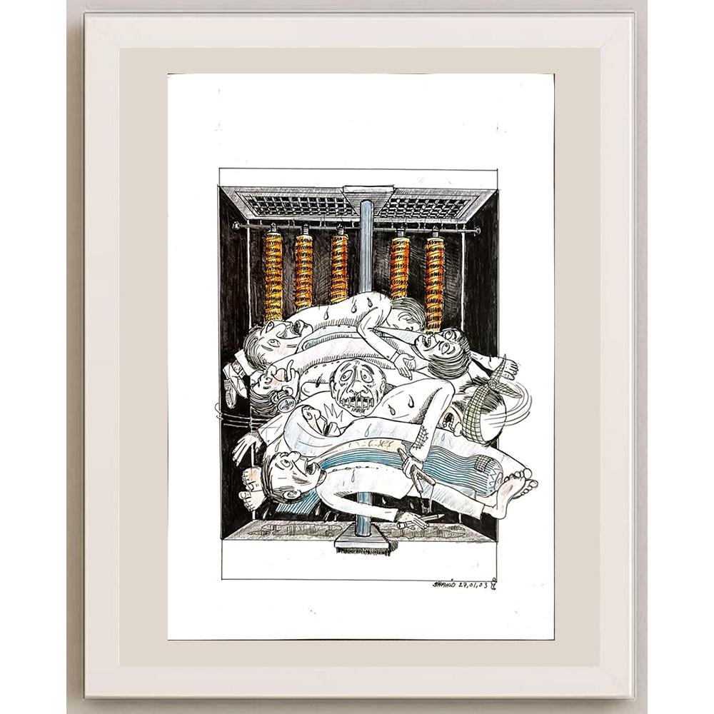 Shadid Atiqullah 29x21cm Orijinal Karikatür BOD04905