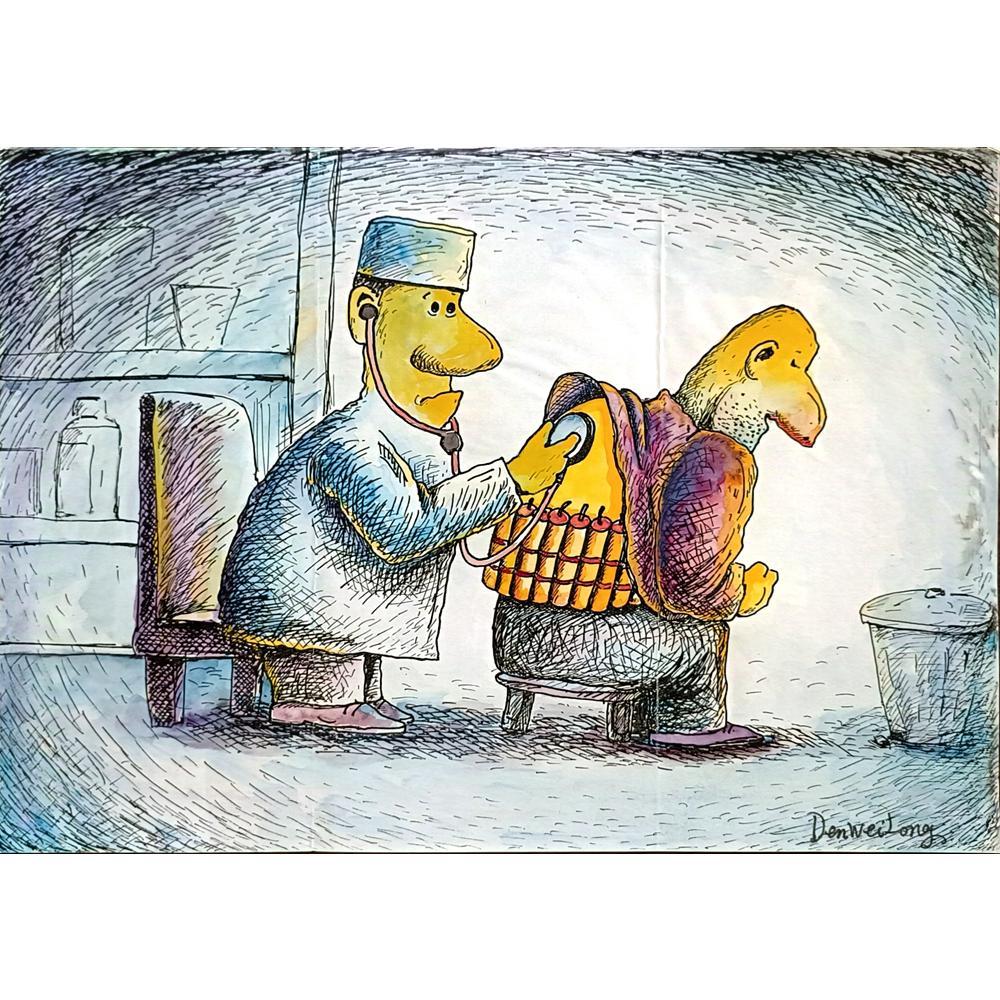 Den Wei Long 29x21cm Orijinal Karikatür BOD04909