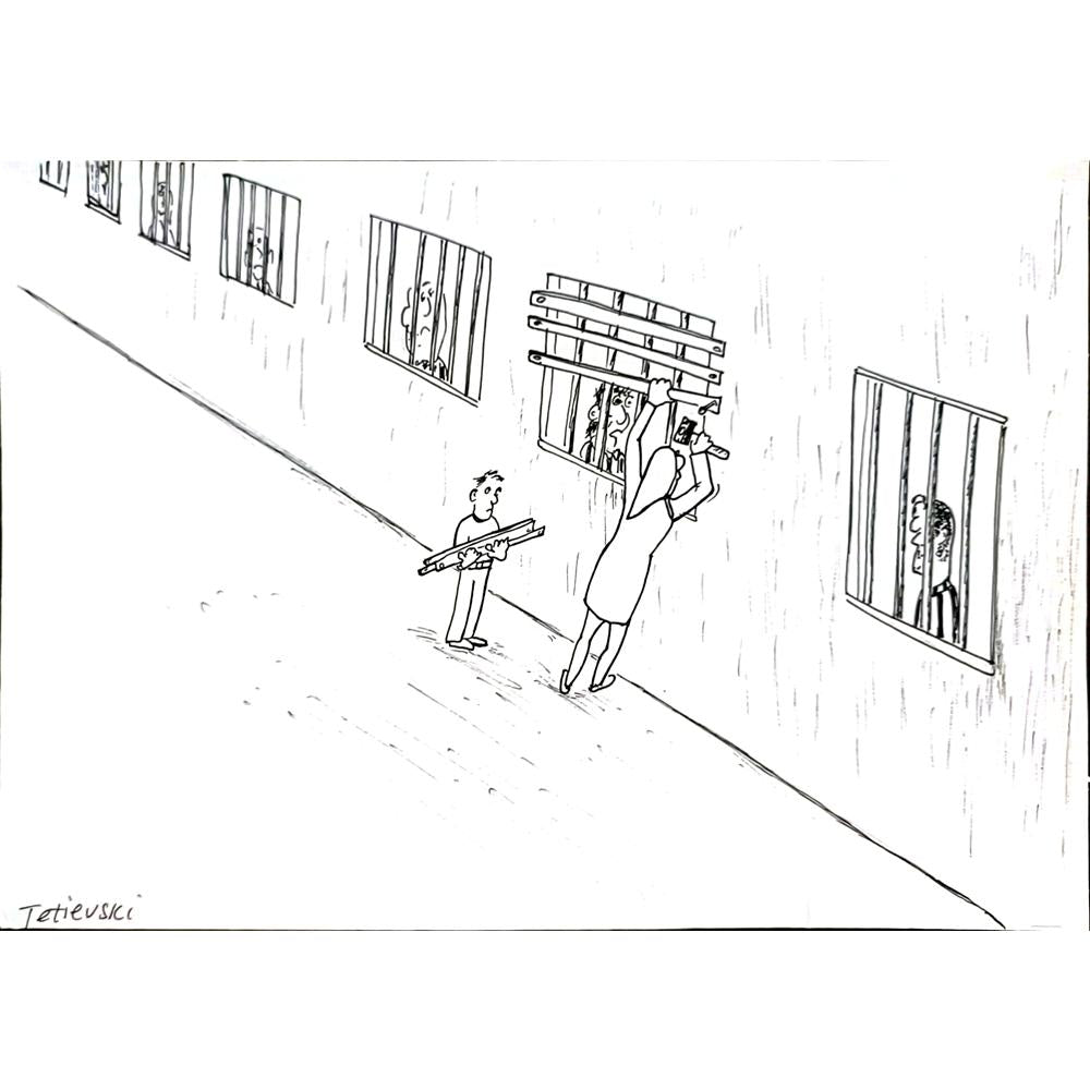 Michael Tetievski 29x21cm Orijinal Karikatür BOD04912