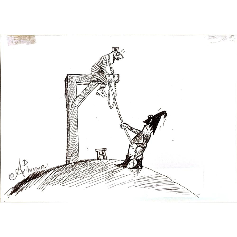 Ali Divandari 21x15cm Orijinal Karikatür BOD04915