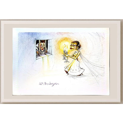 Boubaya Ali Faiz 29x21cm Orijinal Karikatür BOD04950