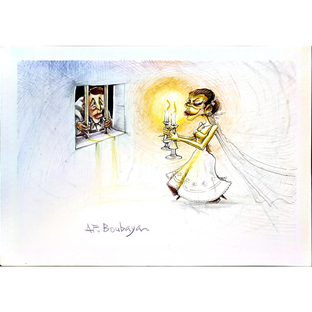 Boubaya Ali Faiz 29x21cm Orijinal Karikatür BOD04950