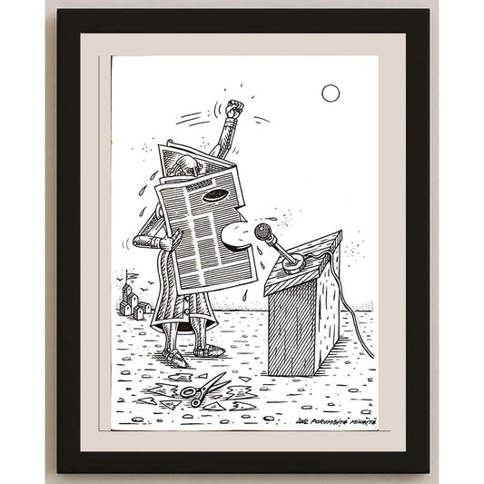 Porumbita Mihaita 29x21cm Orijinal Karikatür BOD04990