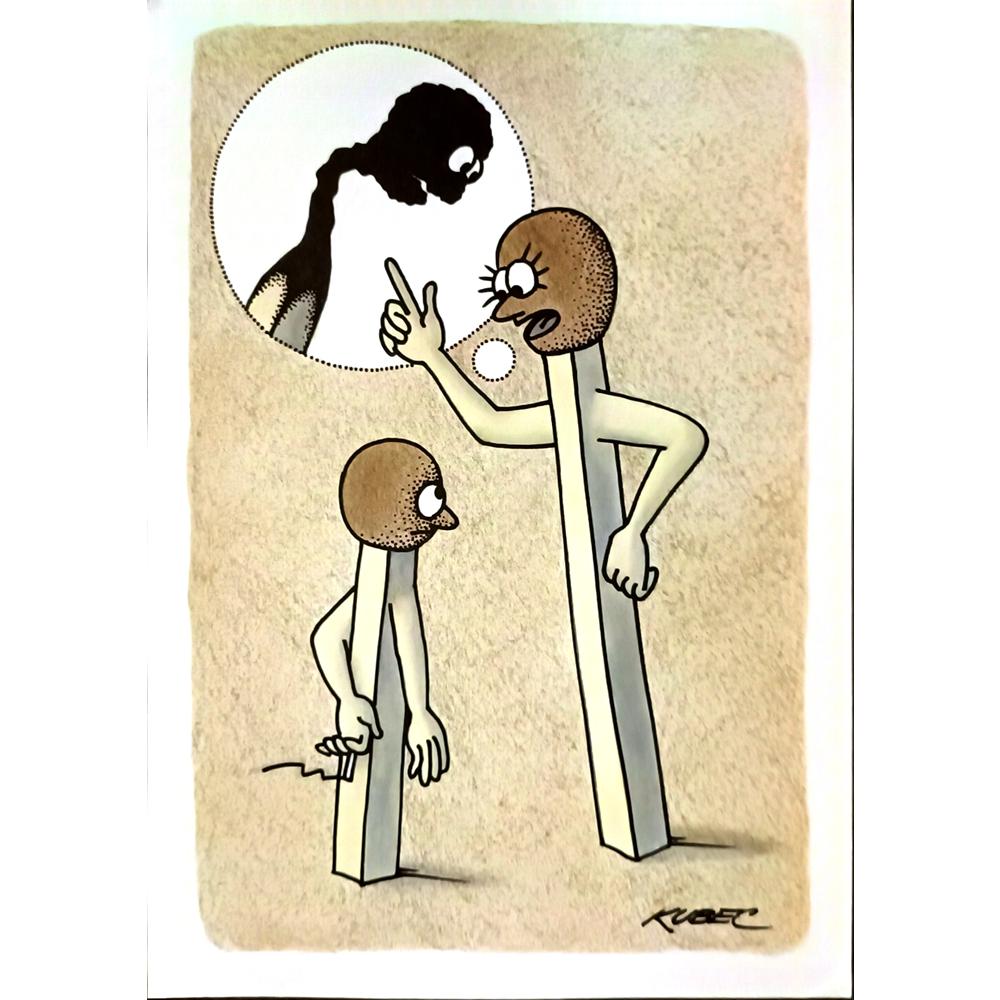 Roman Kubec 29x21cm Orijinal Karikatür BOD05167