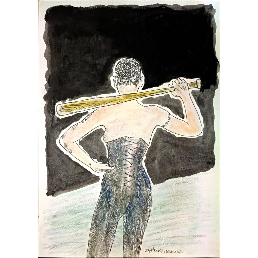 Zlatko Krstevski 29x21cm Orijinal Karikatür BOD05189