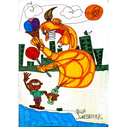 Omay Seddek Mostafa 29x21cm Orijinal Karikatür BOD05204