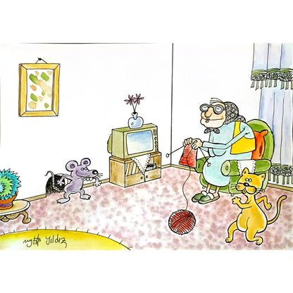 Mustafa Yıldız 29x21cm Orijinal Karikatür BOD05224