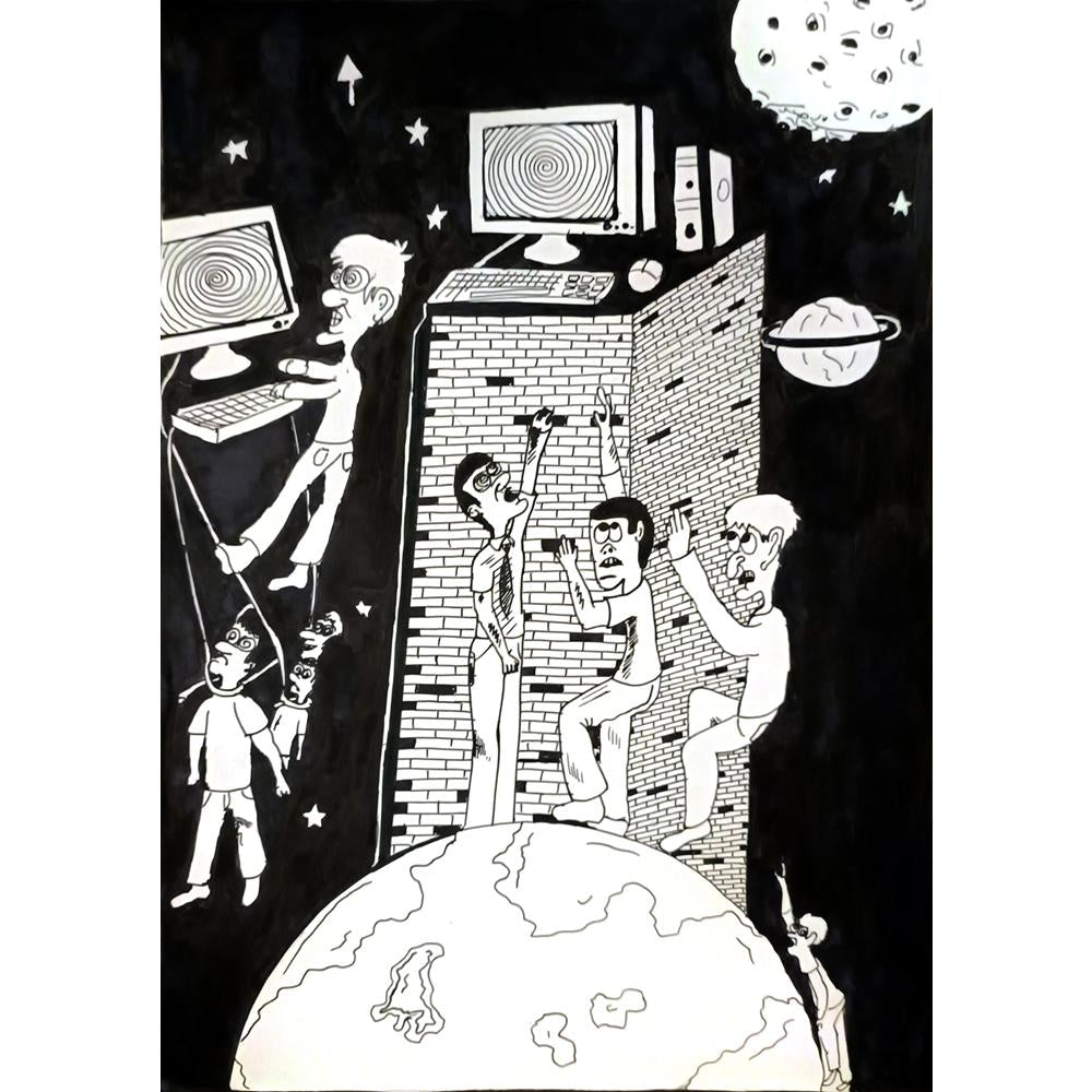 Mustafa Turhan 29x21cm Orijinal Karikatür BOD05234