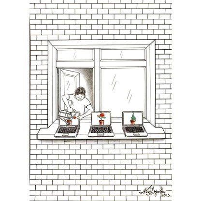 Mete Ağaoğlu 35x25cm Orijinal Karikatür BOD05303