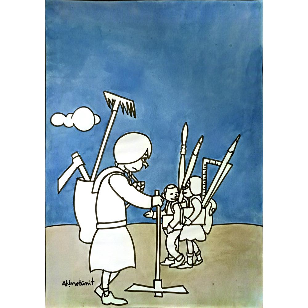 Ahmet Akkoca 35x25cm Orijinal Karikatür BOD05306