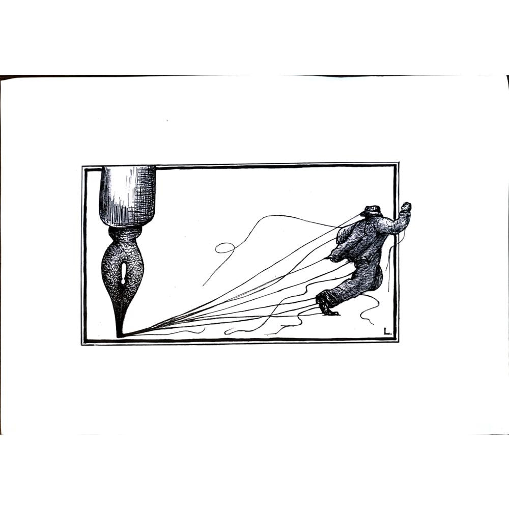 Dusan Ludwig 28x24cm Orijinal Karikatür BOD05367