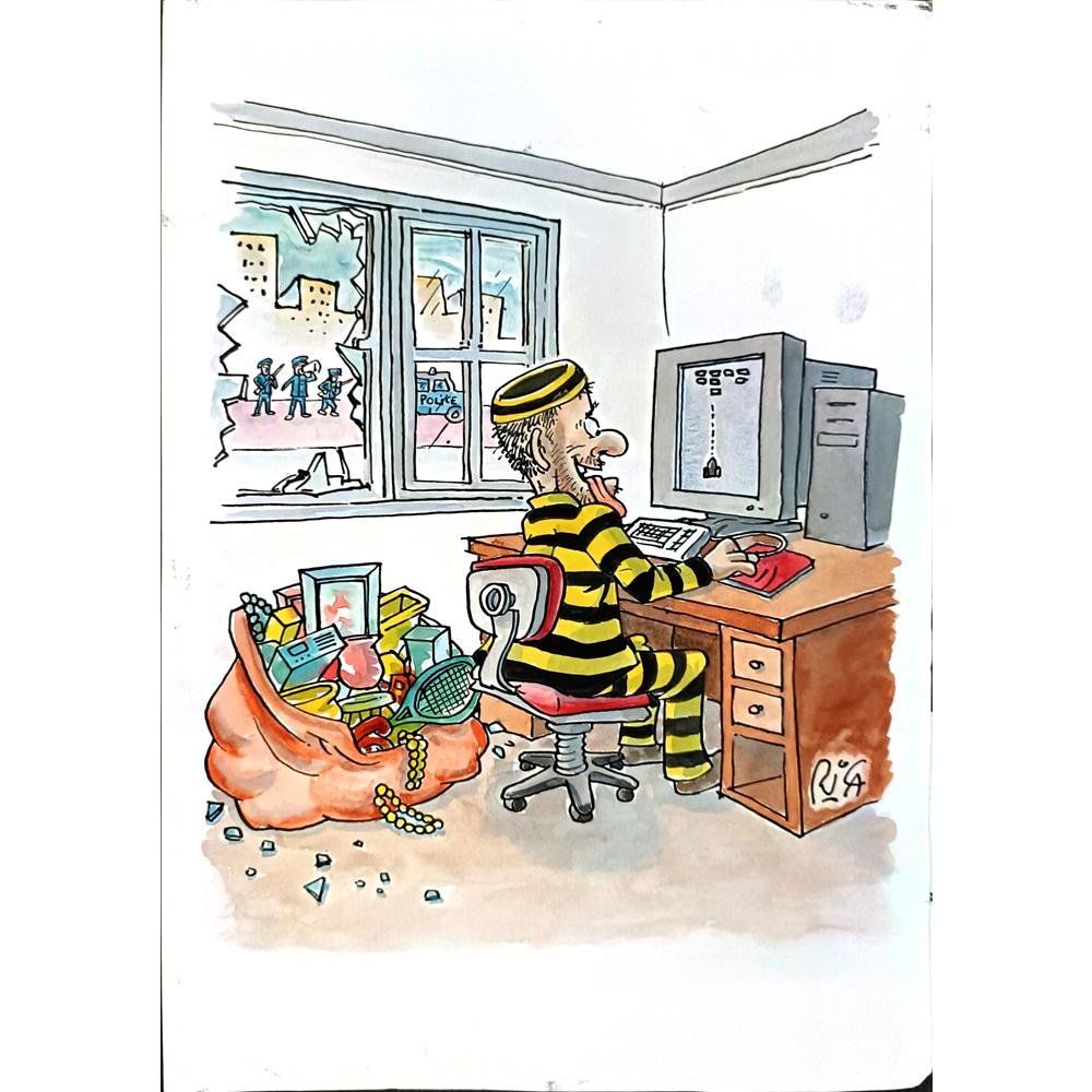 Ricardo Nunes 29x21cm Orijinal Karikatür BOD05384