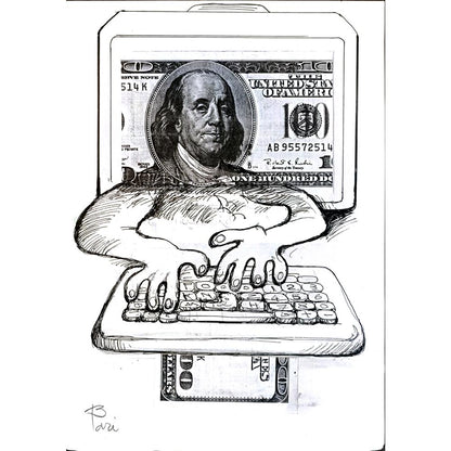 Pari Mohammad Nabi 29x21cm Orijinal Karikatür BOD05397