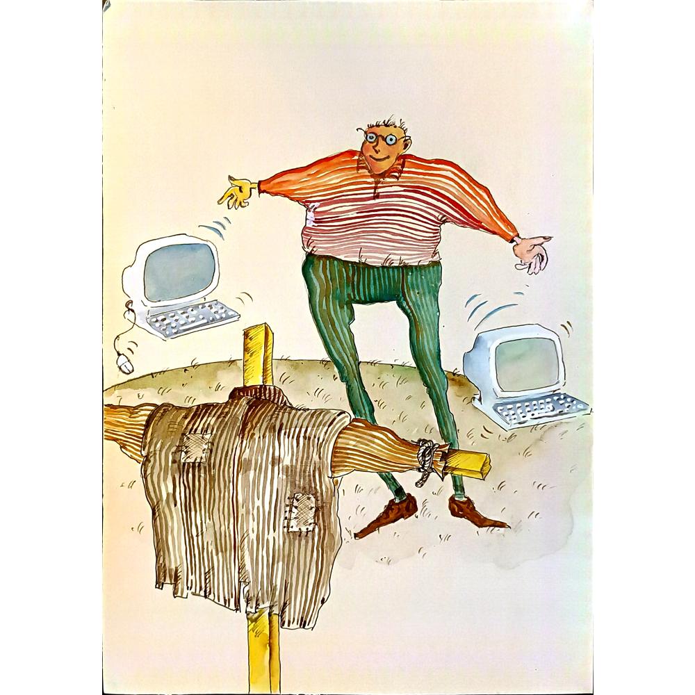 Tsocho Peev 29x21cm Orijinal Karikatür BOD05418
