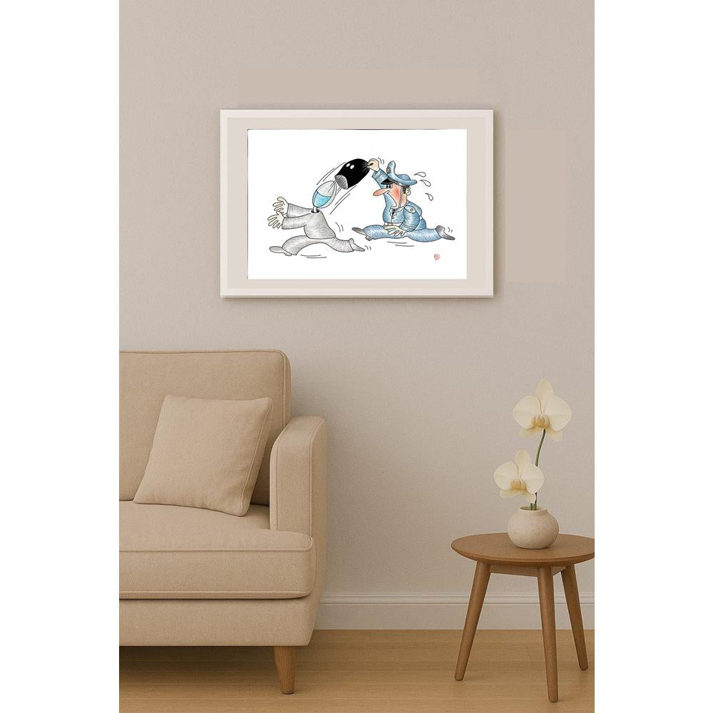 Huang Kun 29x21cm Orijinal Karikatür BOD05455
