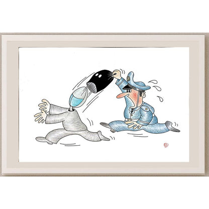 Huang Kun 29x21cm Orijinal Karikatür BOD05455