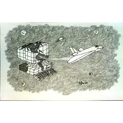 Hugo Cesar Janco Caceres 24x16cm Orijinal Karikatür BOD05458