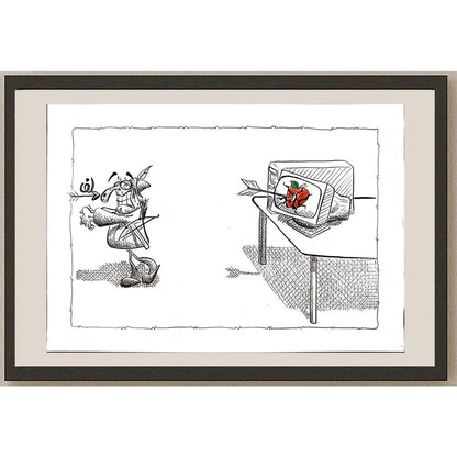 Mohamed Reza 21x15cm Orijinal Karikatür BOD05476
