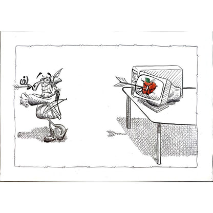 Mohamed Reza 21x15cm Orijinal Karikatür BOD05476